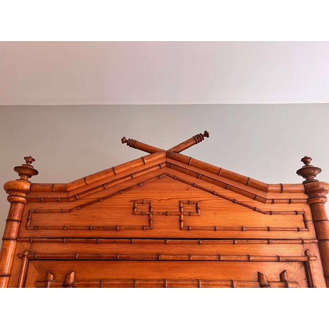 Vintage Wardrobe in Faux Bamboo, 1920s For Sale - Image 3 of 5