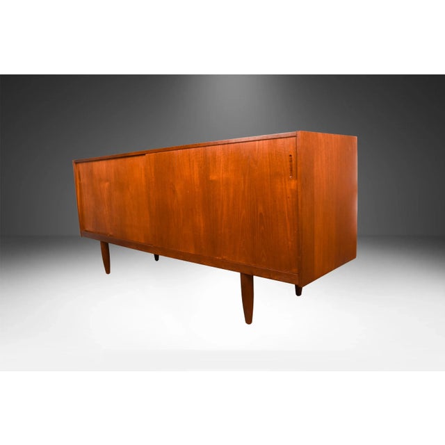 Wood Teak Mid Century Denmark Sliding Door Sideboard Credenza For Sale - Image 7 of 14