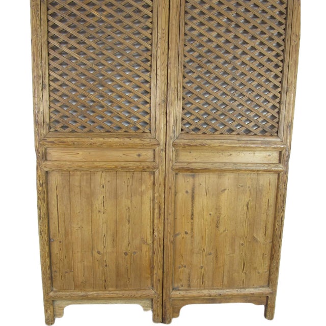 1920s Early 20 Century Antique Chinese Screen Door - a Set of Lattice Screen Panels For Sale - Image 5 of 9