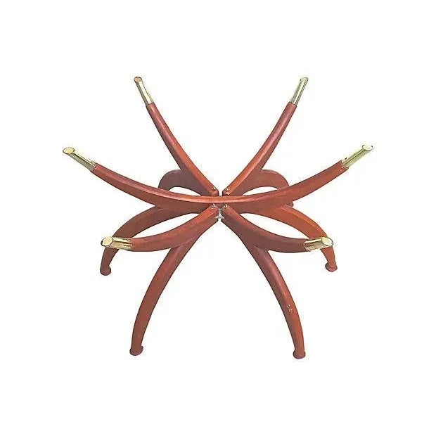 Mid-Century Modern Vintage Brass & Wood Spider Table For Sale - Image 3 of 7