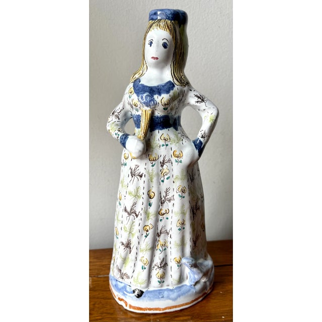 Vintage Hand-Painted Figurine Candlestick-Portugal For Sale In New York - Image 6 of 6