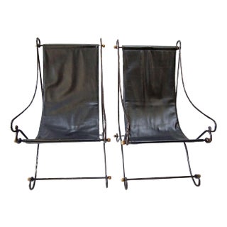 Pair of Mid Century Sling Lounge Chairs For Sale