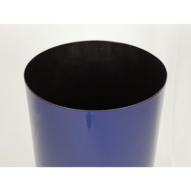 Italian Blue, White & Black Enameled Metal Umbrella Stand, 1960s For Sale - Image 9 of 14