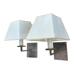 Vaughan Designs Norfolk Polished Nickel Wall Lights With Paper Shades - a Pair
