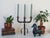 Vintage Brutalist wrought iron candelabra taper candle holder. No makers mark. Slightly crooked. Some oxidation.