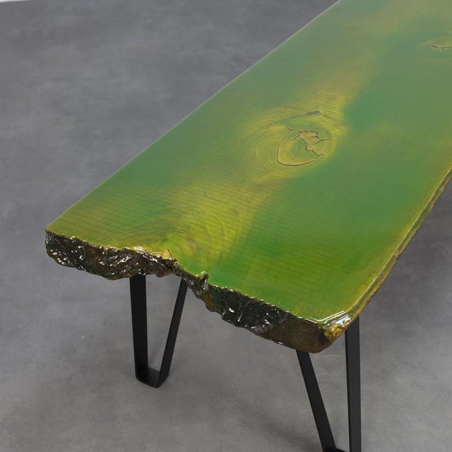 Handmade Green Epoxy Fusion Bench, 1990s For Sale - Image 6 of 11