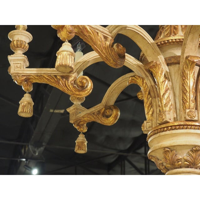 Large Early 1900s Painted and Gilded Wooden Chandelier From Italy, 72.5 X 49 In For Sale - Image 9 of 18