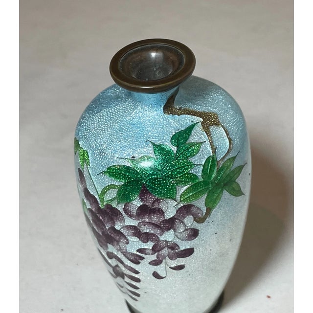 Antique 19th Century Japanese Meiji Miniature Foil Enamel Signed Bronze Vase Urn For Sale - Image 10 of 13