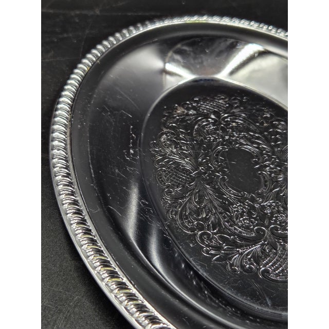 Vintage Ornate Silver-Plated Oval Serving Tray For Sale - Image 12 of 18