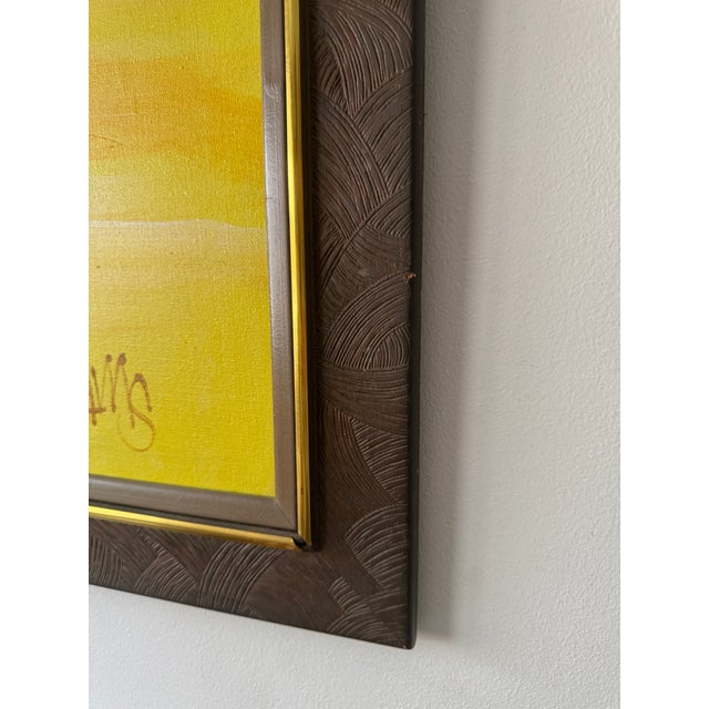 Large Original Mid Century Modern Skyline Framed Artwork Signed For Sale - Image 12 of 12