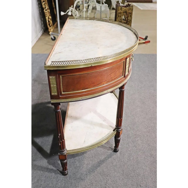 French Directoire Louis XVI Demilune Shape Marble Top Marble Top Console Table For Sale - Image 10 of 11