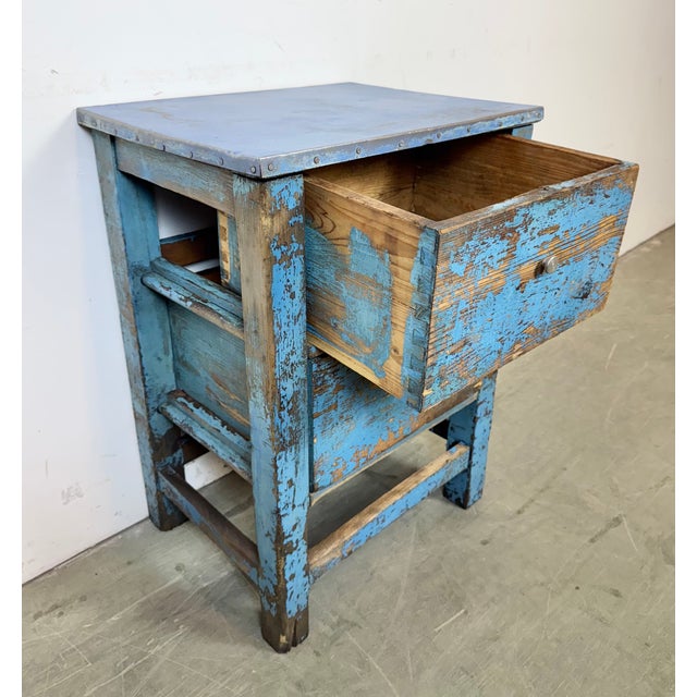 Industrial Blue Wood Chest of Drawers, 1950s For Sale - Image 16 of 18