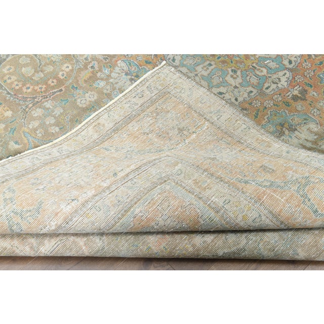 1970s Vintage Persian Handmade Wool Cotton Green Area Rug For Sale In San Francisco - Image 6 of 10