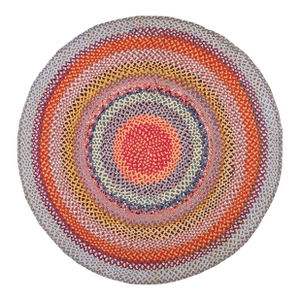 Fancy Multi Color Background Wtih Folk Art Styles Round Antique American Braided Rug