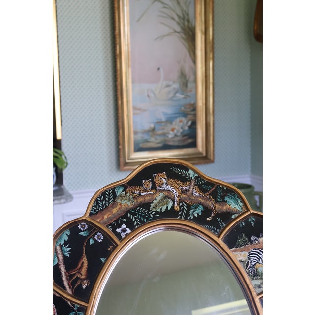 Vintage Robert M. Weiss Peruvian Reverse-Painted Wildlife Mirror For Sale - Image 11 of 18