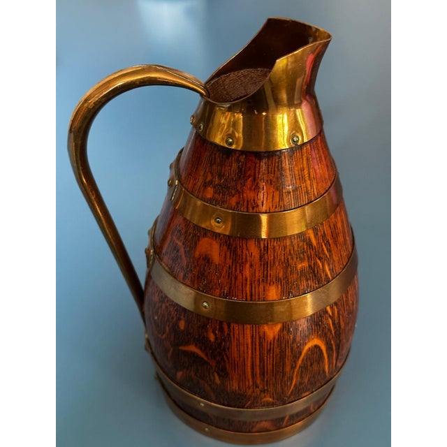 Oak and Brass Pitcher by Gérard Lafitte, France, 1950s For Sale - Image 9 of 17