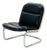 Mid-Century Bauhaus Tubular Lounge Chair in Black Leather, 1980s For Sale
