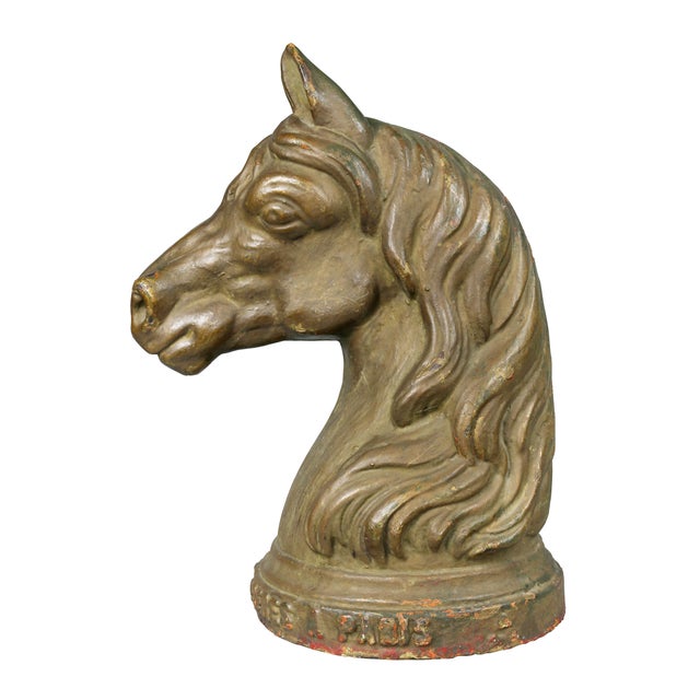 French Cast Iron Horse Head Hitching Post For Sale - Image 4 of 11