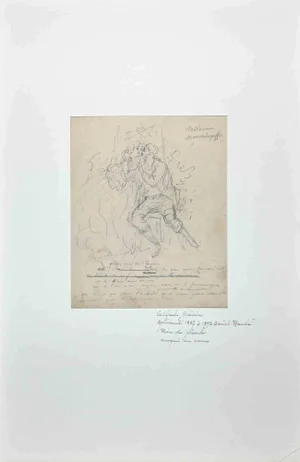 Alfred Grevin, The Kiss, Original Pencil Drawing, Late 19th-Century
