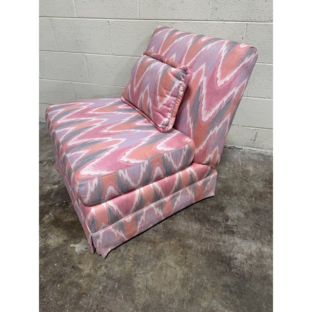 Modern Post Modern Pink Flame Stitch Slipper Chair For Sale - Image 3 of 9