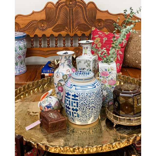 Vintage Chinese Wood Box With Brass Adornment For Sale - Image 11 of 11