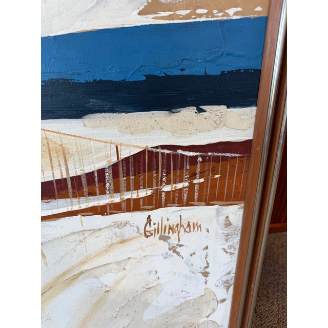 1960s Large Mid Century Modern Abstract Oil on Canvas Signed Gillingham For Sale - Image 5 of 10