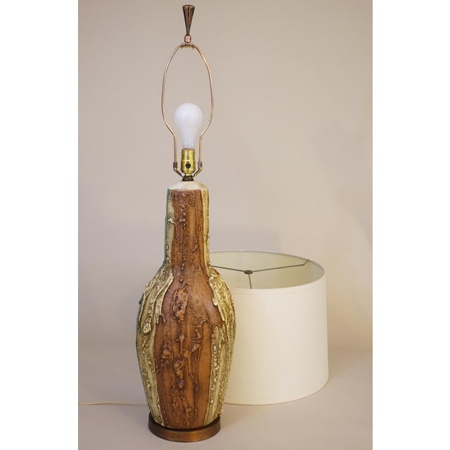 1960s Massive 40" Brutalist Sculpture Lava Drip Studio Art Pottery Table Lamp For Sale - Image 10 of 10