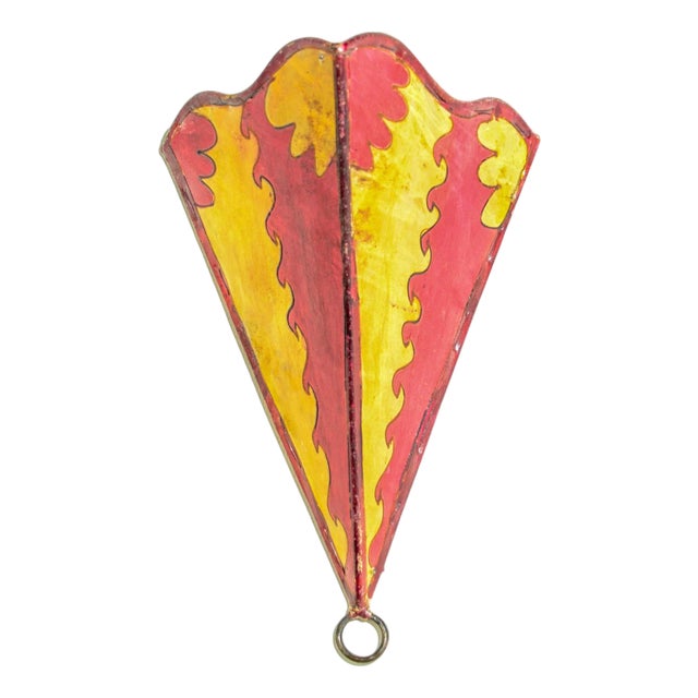 Handcrafted North African Art Wall Sconce in Red and Yellow For Sale