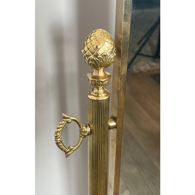 Maison Jansen Neoclassical style psychedelic swivel brass mirror in the style of Maison Jansen For Sale - Image 4 of 12