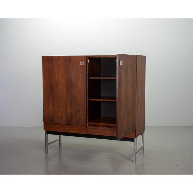 Mid-Century Modern Vintage Rosewood Cabinet with Glass Handgrips attributed to Rudolf Bernd Glatzel for Fristho Franeker, The Netherlands, 1960s For Sale - Image 3 of 17
