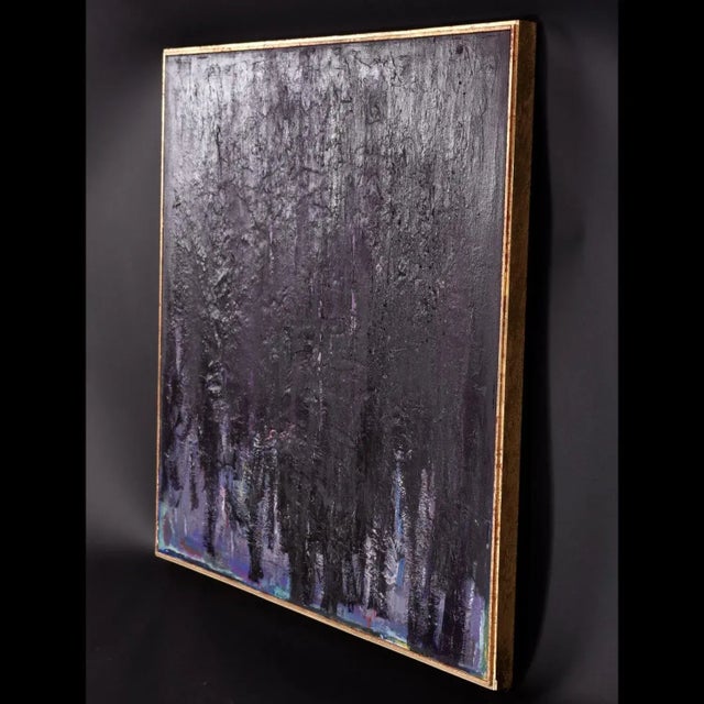 Mid-Century Modern P. Stein 1977 Eggplant Purple and Lavender Square Abstract Color Field Painting For Sale - Image 3 of 10