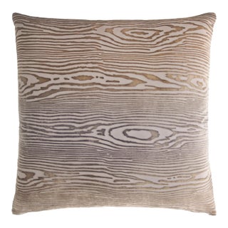 Kevin O'Brien Woodgrain Coyote Cut Velvet 22" Pillow For Sale