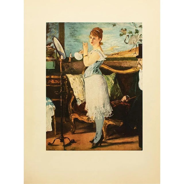 A lovely full-color print of oil painting "Nana" by Edouard Manet. Comes from a First Edition art folio published in 1953....