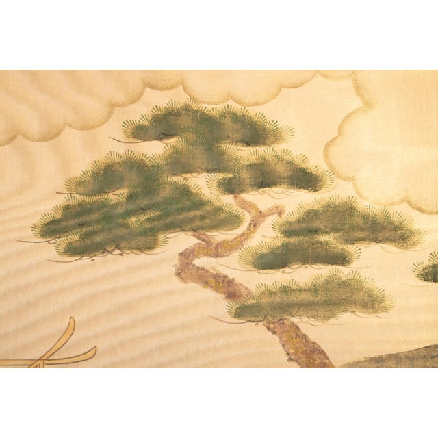 1970-1980s Shōwa Era Japanese Silk Byobu Screen "The Tale of Genji" For Sale - Image 13 of 18