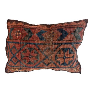 Pillow W/Antique Rug Fragment , 1' X 1'4" For Sale