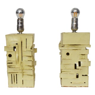 Yellow Sliced Lamps - a Pair For Sale