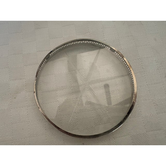 1920s Set of 4 Sterling Silver Rimmed Glass Coasters For Sale - Image 4 of 6