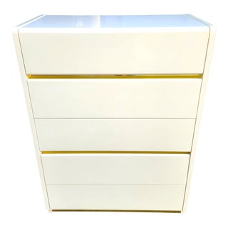 1980s Lane Lacquered Tall Boy Dresser For Sale