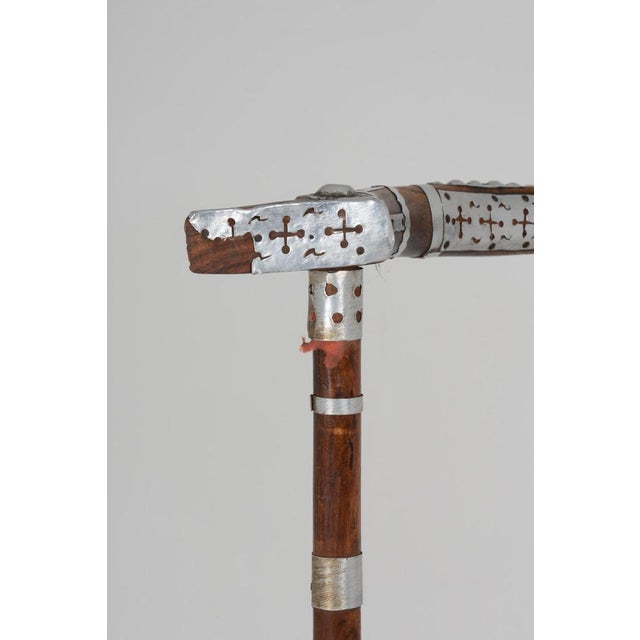 Brown 20th Century Chair with Hammered Metal Decoration For Sale - Image 8 of 12