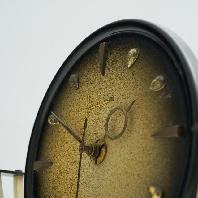 Black Mid-Century Table Clock in Metal and Brass from Junghans, 1950s For Sale - Image 8 of 10