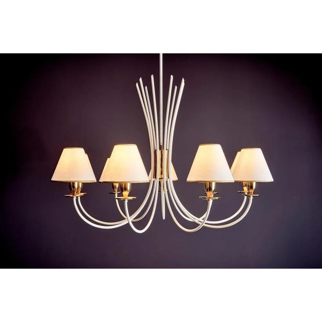 Vintage Nine-Arm Chandelier in the style of Jean Royère, 1950s For Sale - Image 3 of 16