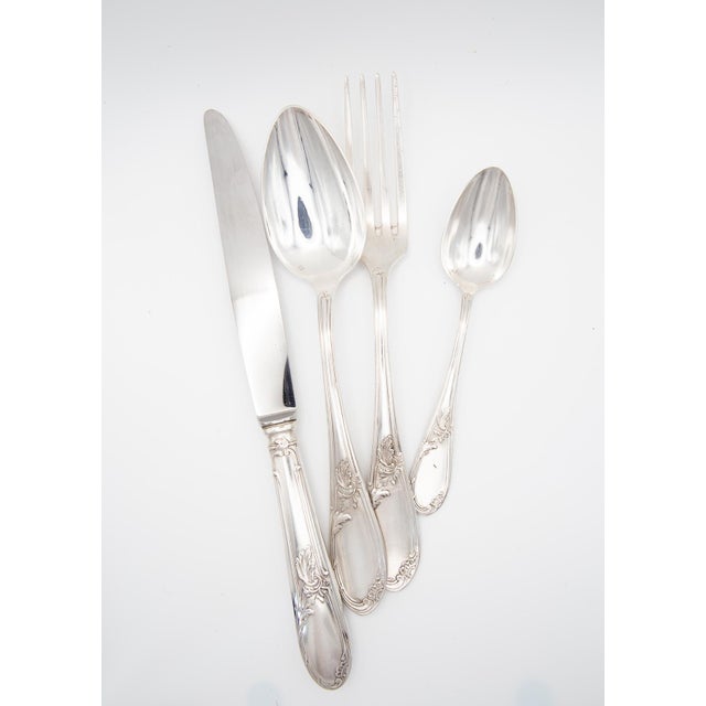 French 100 Apollo Cutlery Set for 12 in Silver-Plated Metal, 1950s, Set of 49 For Sale - Image 3 of 11