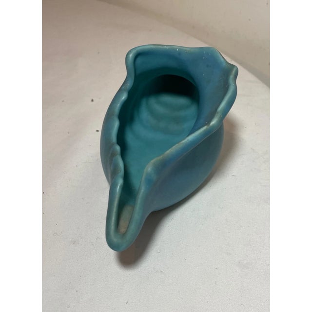 Ceramic Antique Figural Blue Glazed Van Briggle Sea Shell Figural Pottery Vase Sculpture For Sale - Image 7 of 8