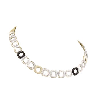 Tiffany & Co. Pave Diamond Ceramic 18k White Gold Fancy Link Necklace For Sale