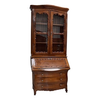 Bookcase Cabinet with Drawers in Solid Walnut, 18th Century For Sale