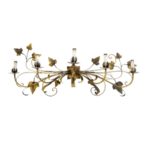 Gilt Metal Grape Leaf 5 Candles Style Decorative Sconce Wall Light Fixture Italy