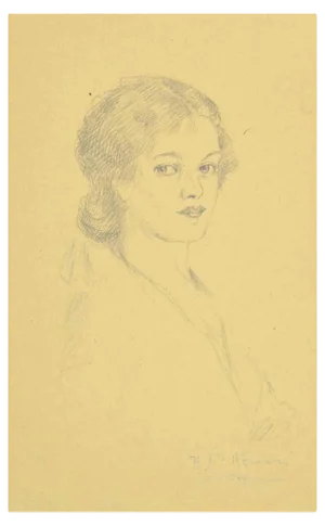 Augusto Monari, Portrait, Drawing, Early 20th Century