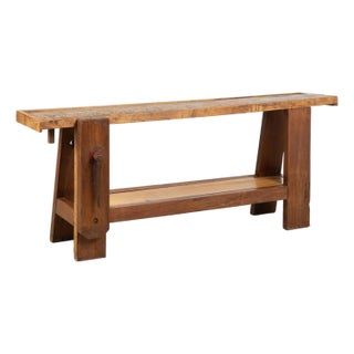 Late 19th Century Portuguese Rustic Carpenter's Workbench Console Table For Sale