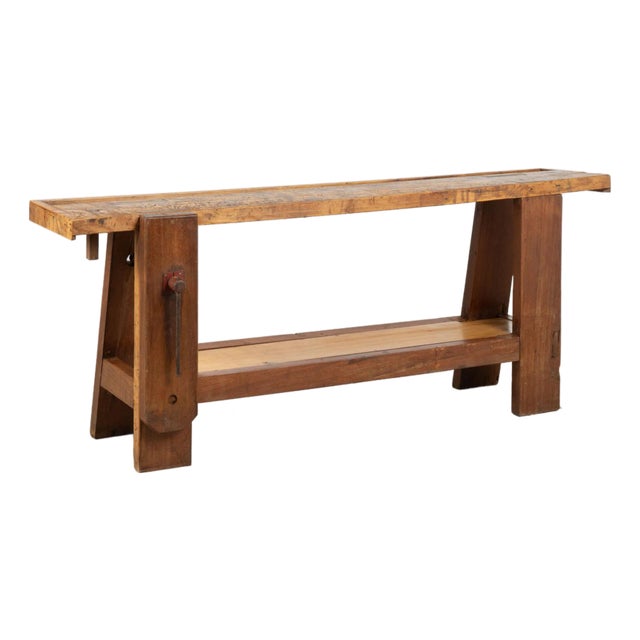 Late 19th Century Portuguese Rustic Carpenter's Workbench Console Table For Sale