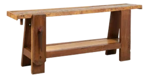 Late 19th Century Portuguese Rustic Carpenter's Workbench Console Table